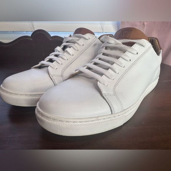 Men’s 9 Bruno Magli $298 Retail White Daniel Leather Italian Laceup Sneaker - Picture 1 of 10